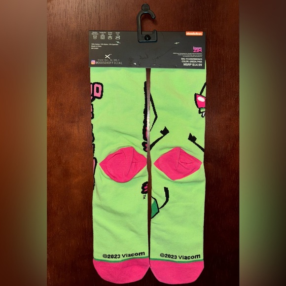 INVADER ZIM ODD SOX NOVELTY CREW SOCKS NWT MEN’S SHOE SIZE 6-13 - Picture 2 of 2